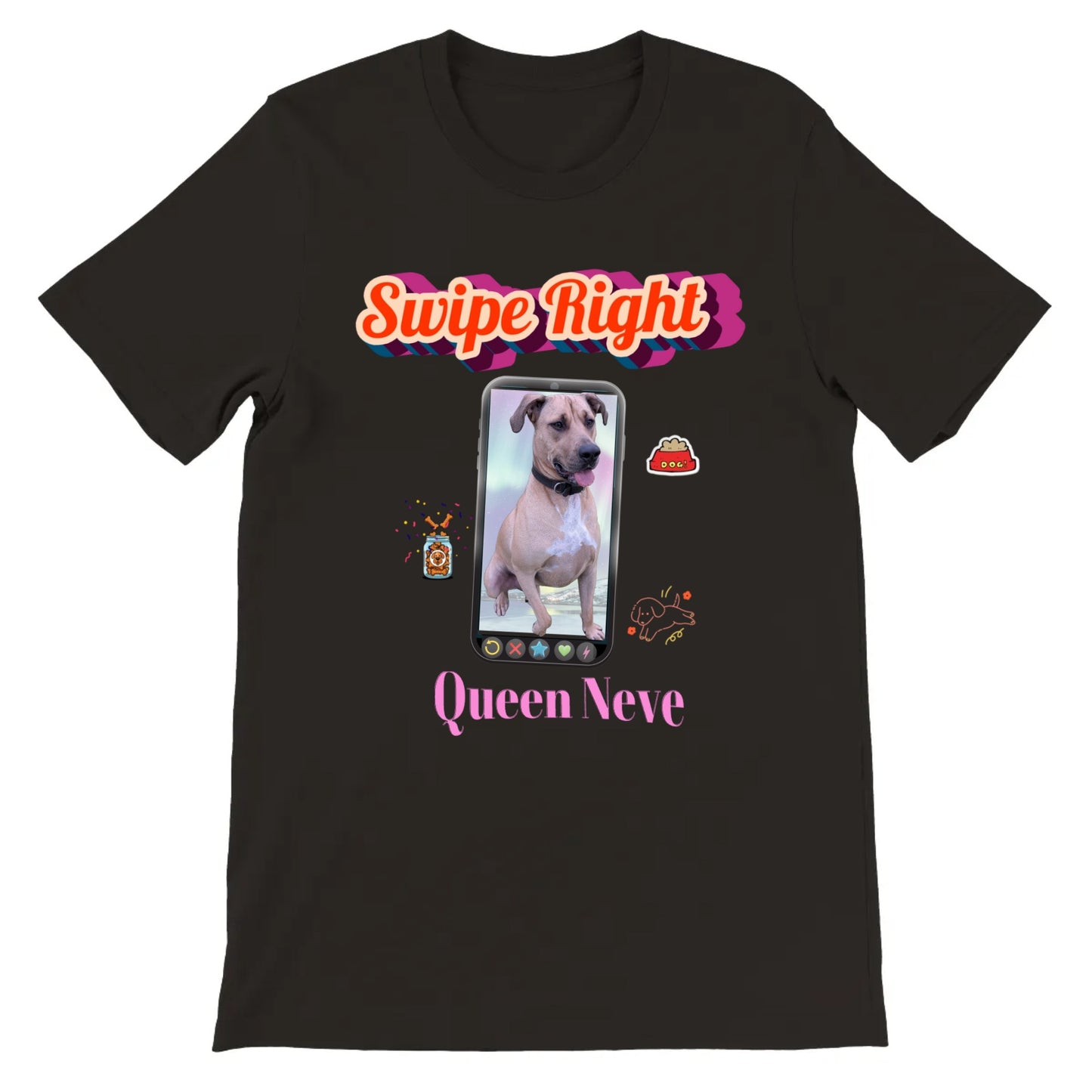 T-shirt - Swipe Right - Gift for Cat and Dog lovers - Personalise with Pet photos