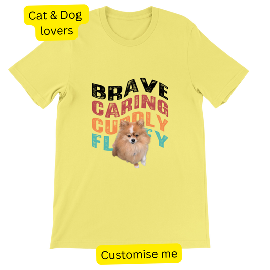 Custom Pet Shirt - Upload one pet image + Wave Text - Gift For Dog and Cat Lovers, Personalised T-Shirt