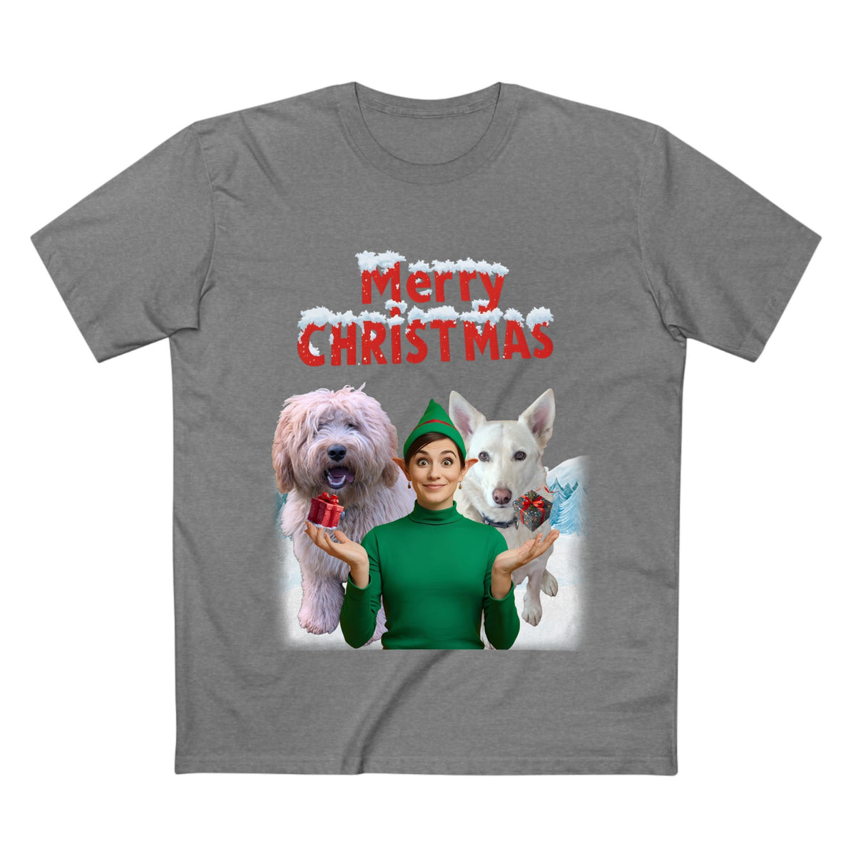 Xmas Tshirt - Santa, Elf & pets - Personalisable Gift for Dog and Cat Lovers