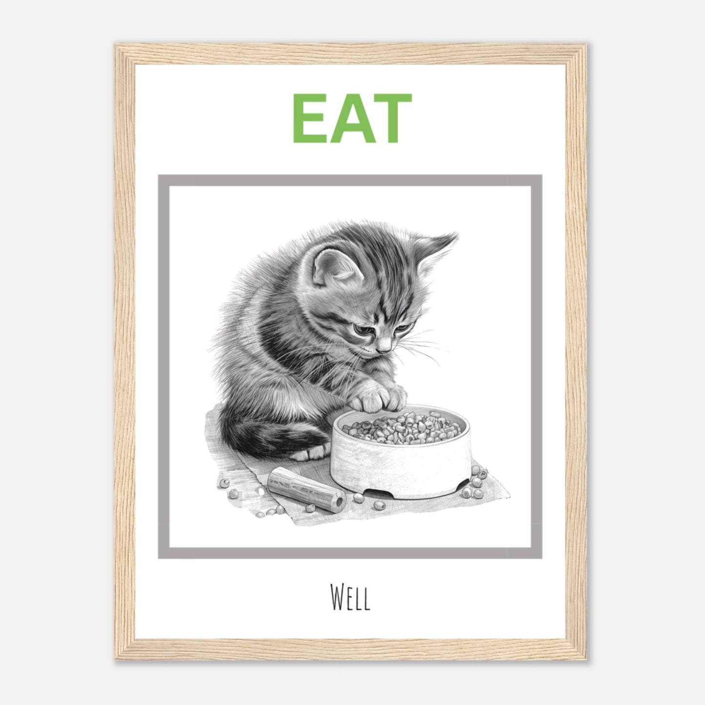 EatPrayLove - Eat Well - Wooden Framed Poster