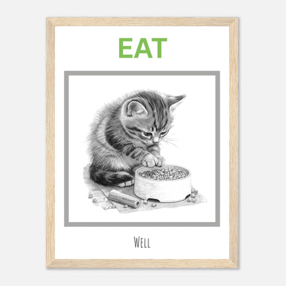EatPrayLove - Eat Well - Wooden Framed Poster