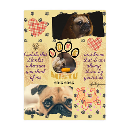 Plush Fleece Blanket with 3 Custom Photo inserts - Memorial Personalised Custom Blanket - Sympathy Gift For Pet Owners, Pet Lovers