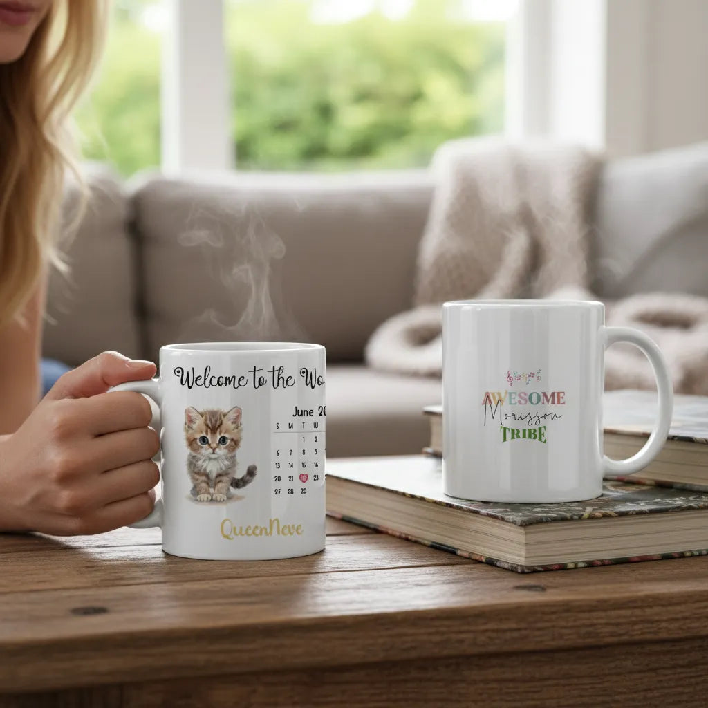 Ceramic Mug - Celebrate New Family Pet - Personalised with Cat and Dog photos
