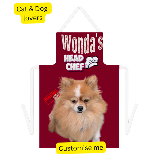 Apron with Custom Photo Your Pet & Pet's Name - Dog & Cat Personalised Custom Cap - Gift For Pet Owners, Pet Lovers