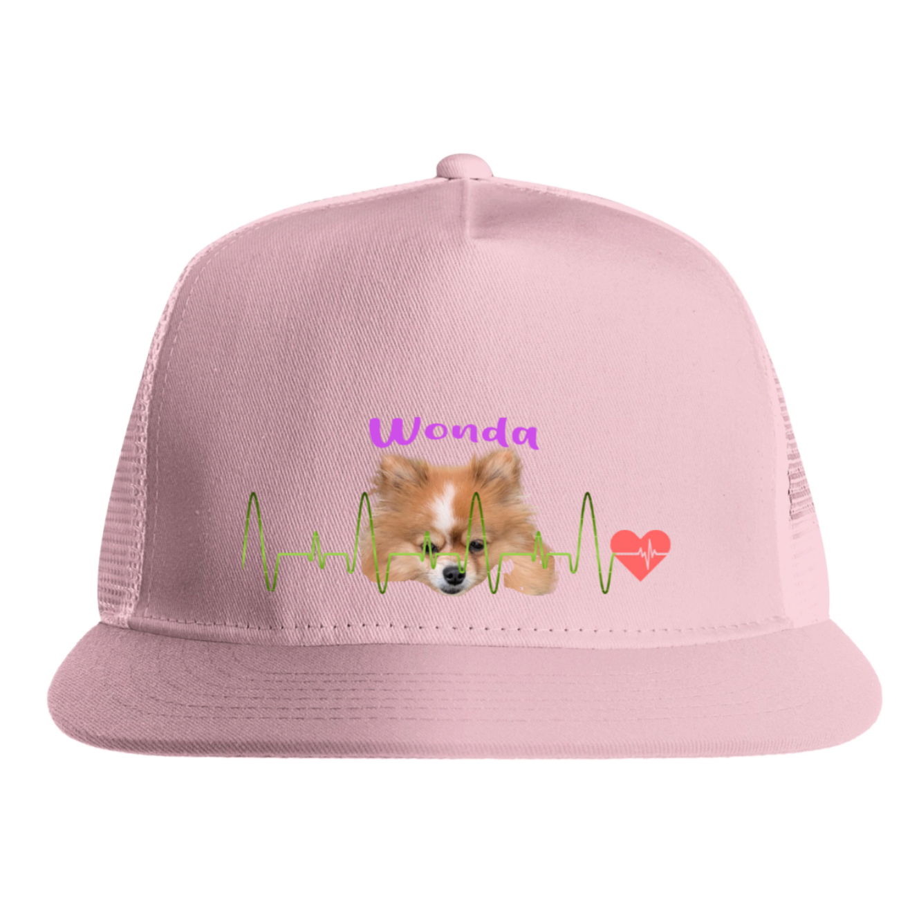 Custom Photo Your Pet's Face & Name - Heartbeat - Dog & Cat Personalized Custom Cap - Gift For Pet Owners, Pet Lovers
