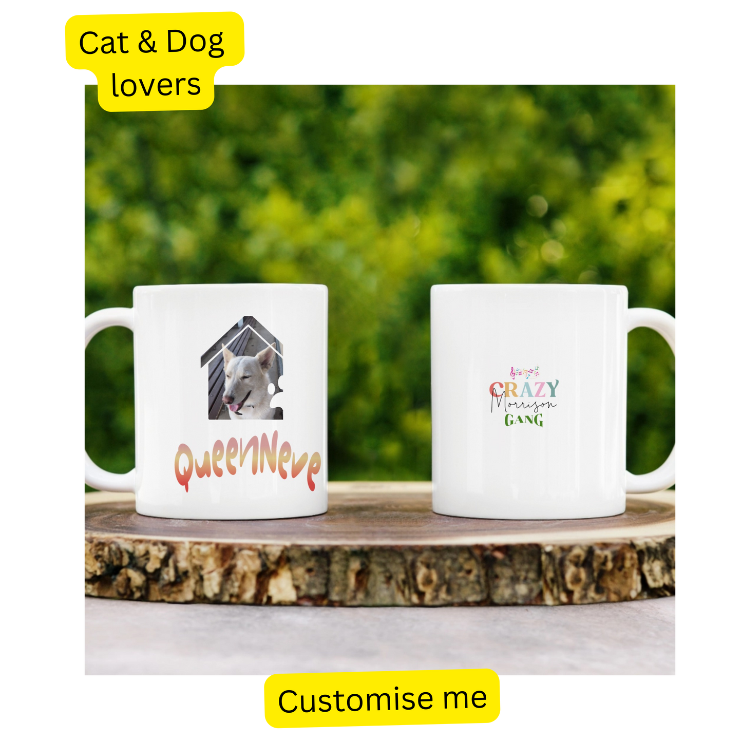Mug - Framed Pet Picture - Gift for Cat and Dog Lovers - Personalise with Pet Image