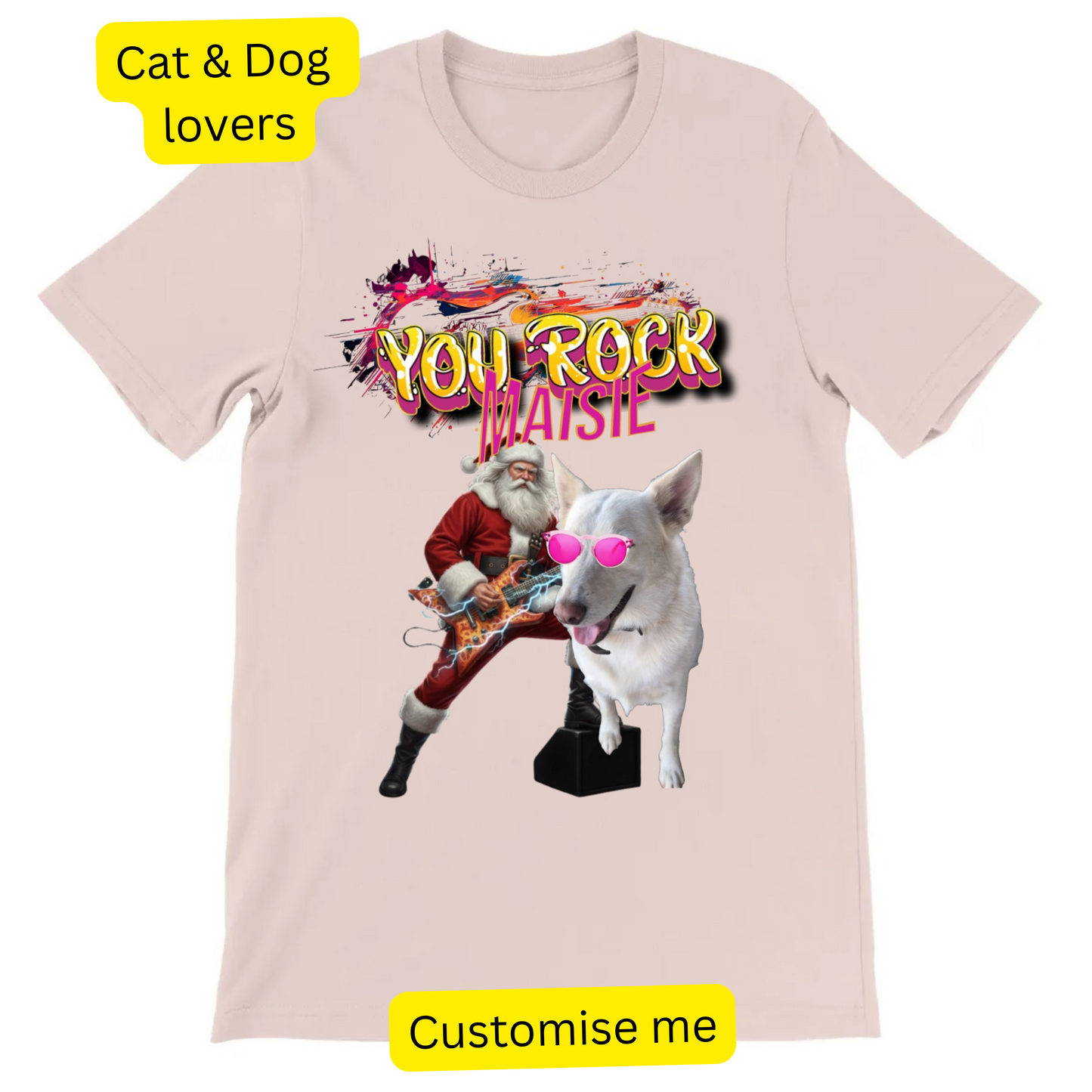 T-shirt - Rock Star Santa's Pet -   Gift For Dog & Cat Lovers, Personalised Unisex T-Shirt