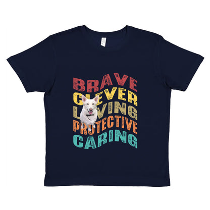 Custom Kids Pet Shirt - Upload one pet image + Wave Text - Gift For Dog and Cat Lovers, Personalised Kids T-Shirt