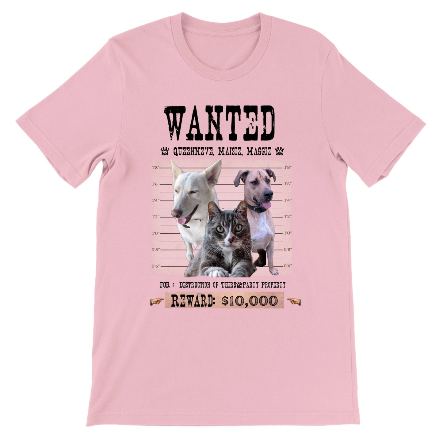 Custom-pet-shirt-Wanted - upload-one-or-three-pets-gift-for-dog-cat-lovers-personalized-unisex-t-shirt